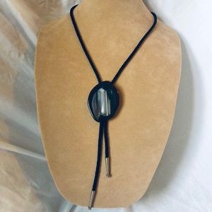 Vintage Bolo Necklace with Genuine Agate
